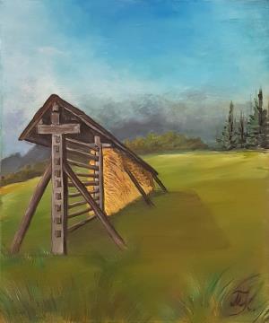 Kozolec na hribu (Akril-platno - 2023) Martina Kozamernik